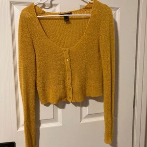 Pumpkin Woven Cottagecore Button Sweater